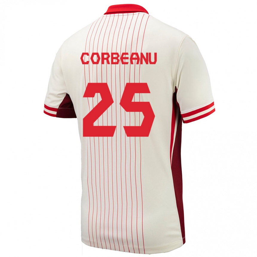 Niño Fútbol Camiseta Canadá Theo Corbeanu #25 Blanco 2ª Equipación 24-26