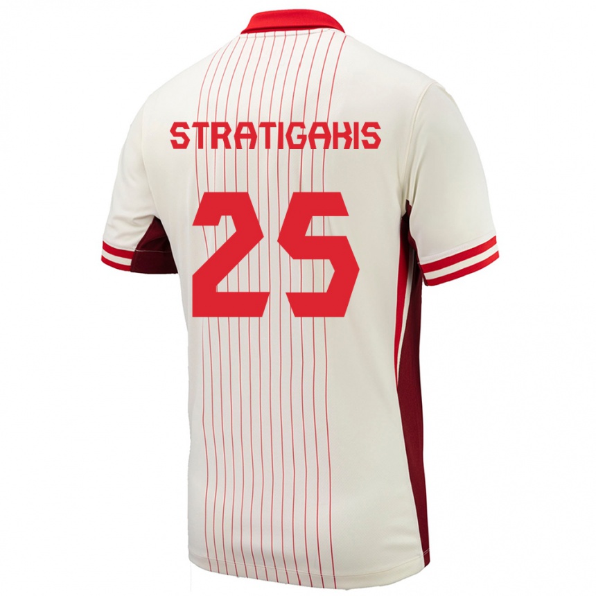 Niño Fútbol Camiseta Canadá Sarah Stratigakis #25 Blanco 2ª Equipación 24-26