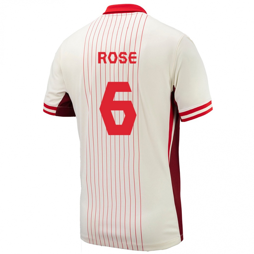 Niño Fútbol Camiseta Canadá Deanne Rose #6 Blanco 2ª Equipación 24-26