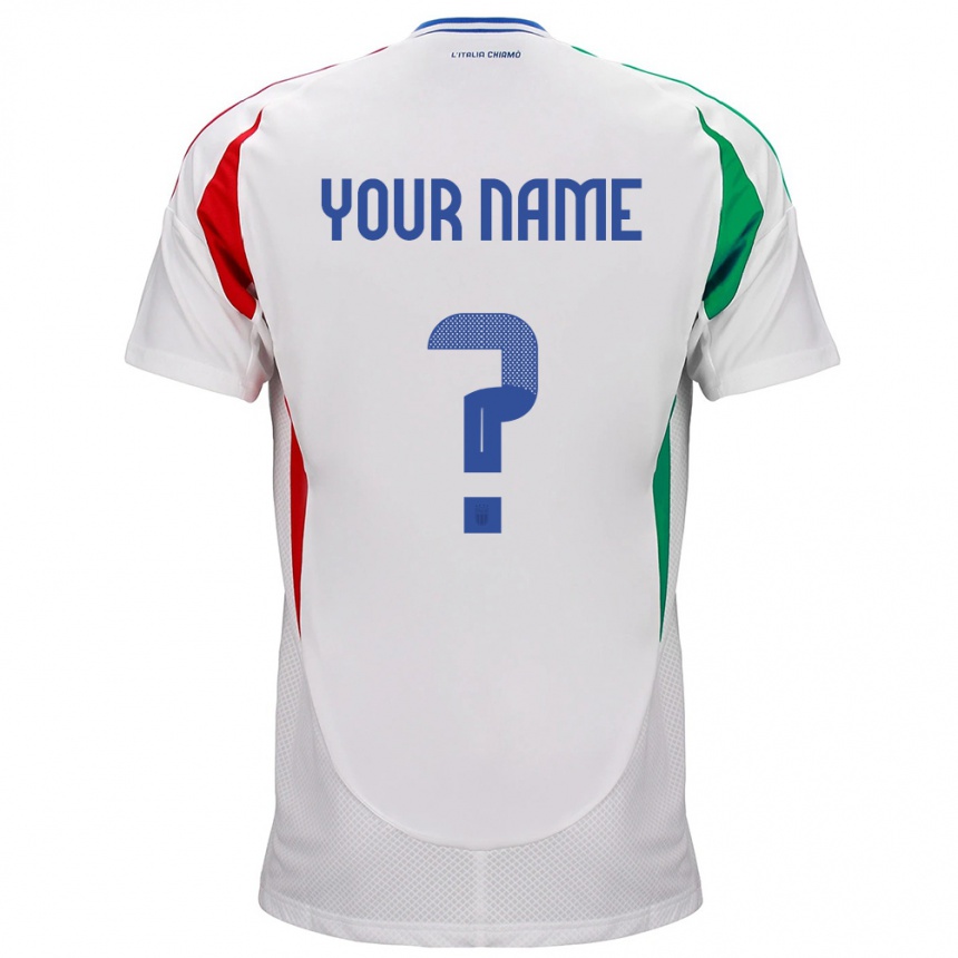 Niño Fútbol Camiseta Italia Su Nombre #0 Blanco 2ª Equipación 24-26