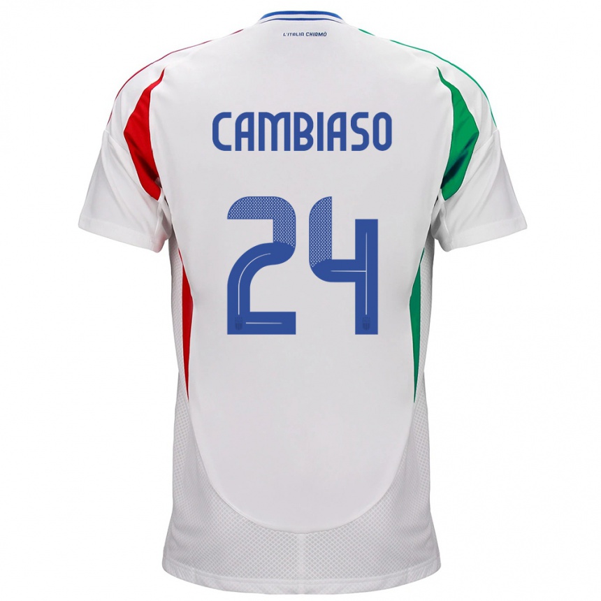 Niño Fútbol Camiseta Italia Andrea Cambiaso #24 Blanco 2ª Equipación 24-26