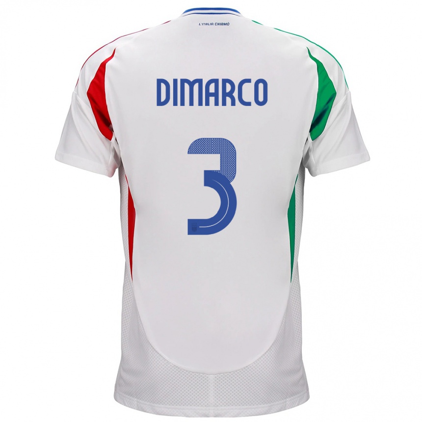 Niño Fútbol Camiseta Italia Federico Dimarco #3 Blanco 2ª Equipación 24-26