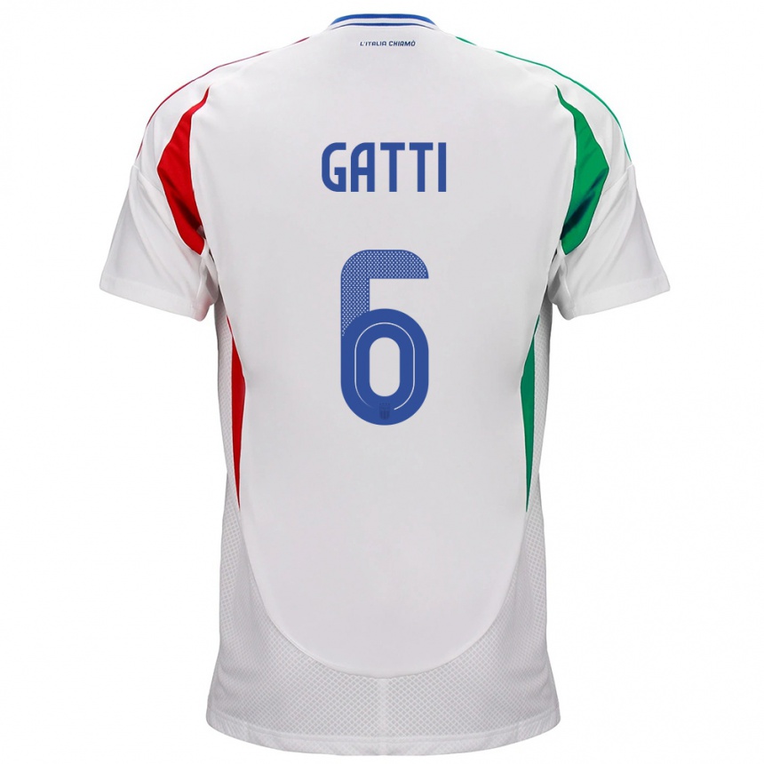 Niño Fútbol Camiseta Italia Federico Gatti #6 Blanco 2ª Equipación 24-26