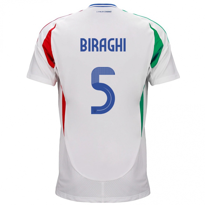 Niño Fútbol Camiseta Italia Cristiano Biraghi #5 Blanco 2ª Equipación 24-26