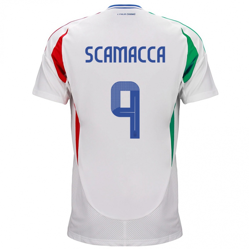 Niño Fútbol Camiseta Italia Gianluca Scamacca #9 Blanco 2ª Equipación 24-26