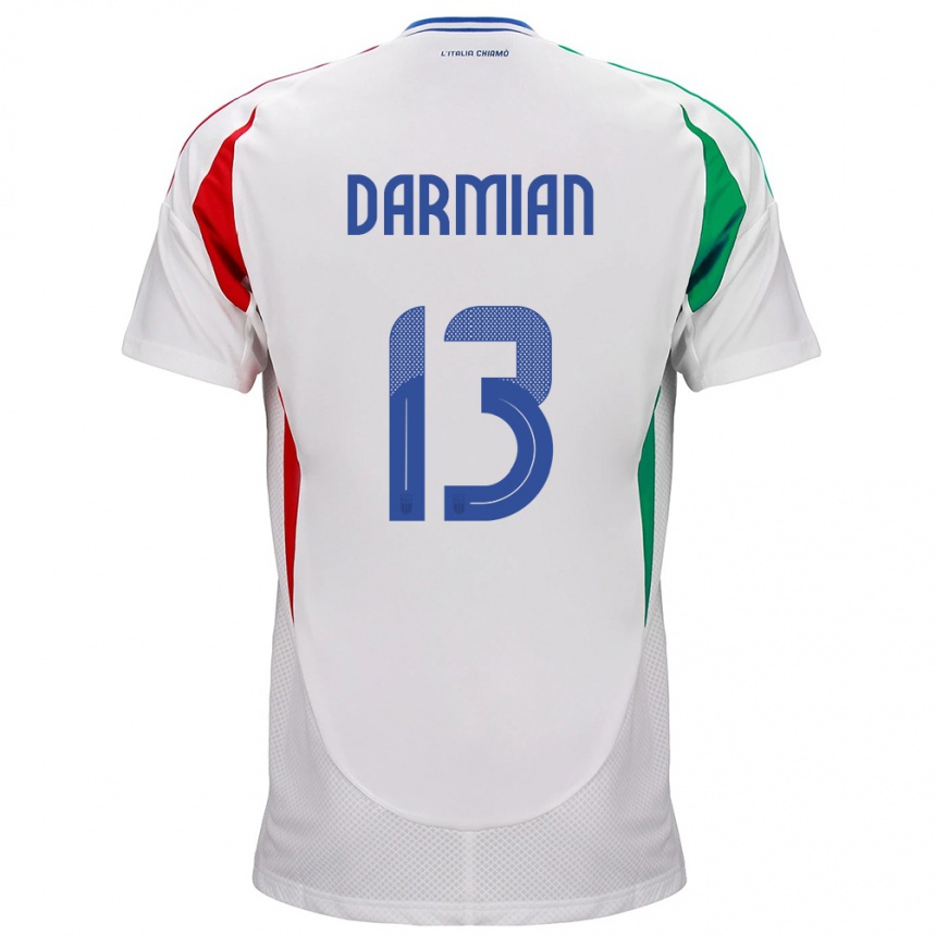 Niño Fútbol Camiseta Italia Matteo Darmian #13 Blanco 2ª Equipación 24-26