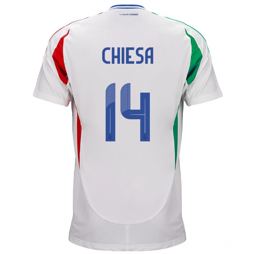 Niño Fútbol Camiseta Italia Federico Chiesa #14 Blanco 2ª Equipación 24-26