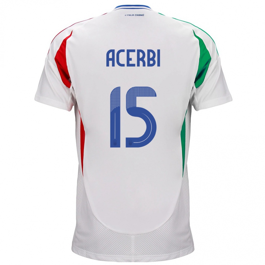 Niño Fútbol Camiseta Italia Francesco Acerbi #15 Blanco 2ª Equipación 24-26