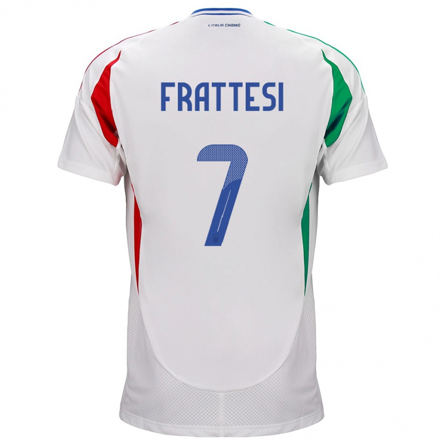 Niño Fútbol Camiseta Italia Davide Frattesi #7 Blanco 2ª Equipación 24-26