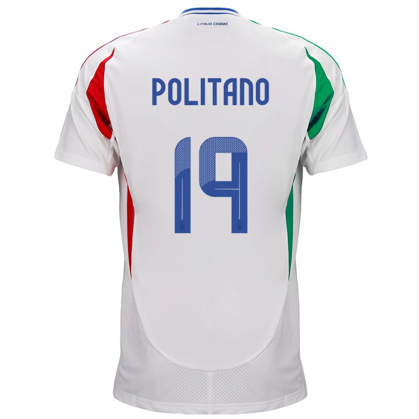 Niño Fútbol Camiseta Italia Matteo Politano #19 Blanco 2ª Equipación 24-26