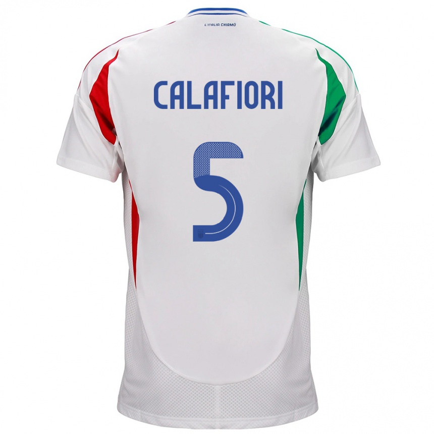 Niño Fútbol Camiseta Italia Riccardo Calafiori #5 Blanco 2ª Equipación 24-26