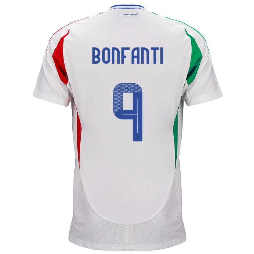 Niño Fútbol Camiseta Italia Nicholas Bonfanti #9 Blanco 2ª Equipación 24-26