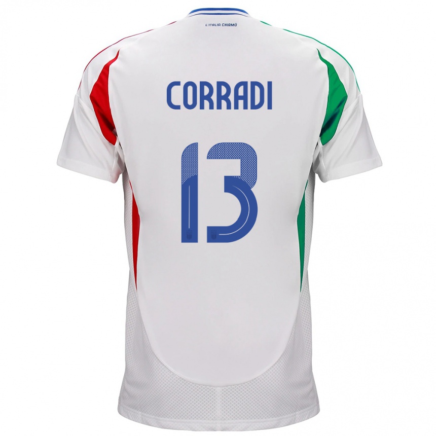 Niño Fútbol Camiseta Italia Christian Corradi #13 Blanco 2ª Equipación 24-26