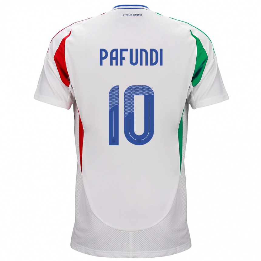 Niño Fútbol Camiseta Italia Simone Pafundi #10 Blanco 2ª Equipación 24-26