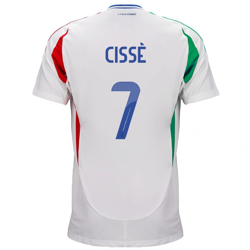 Niño Fútbol Camiseta Italia Alphadjo Cissè #7 Blanco 2ª Equipación 24-26