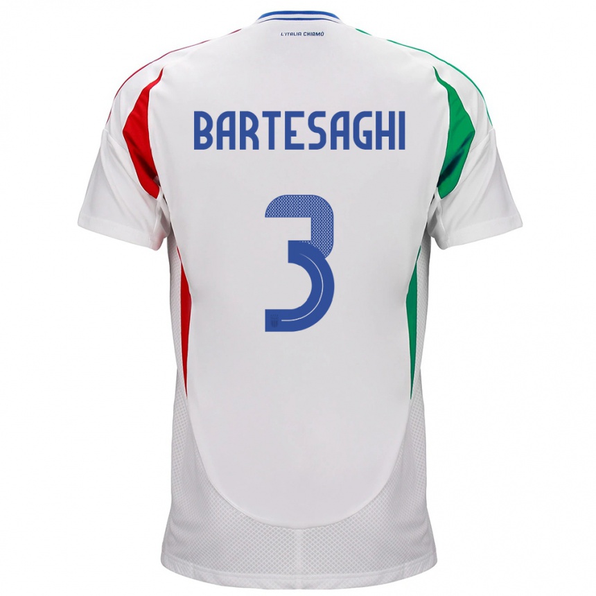 Niño Fútbol Camiseta Italia Davide Bartesaghi #3 Blanco 2ª Equipación 24-26