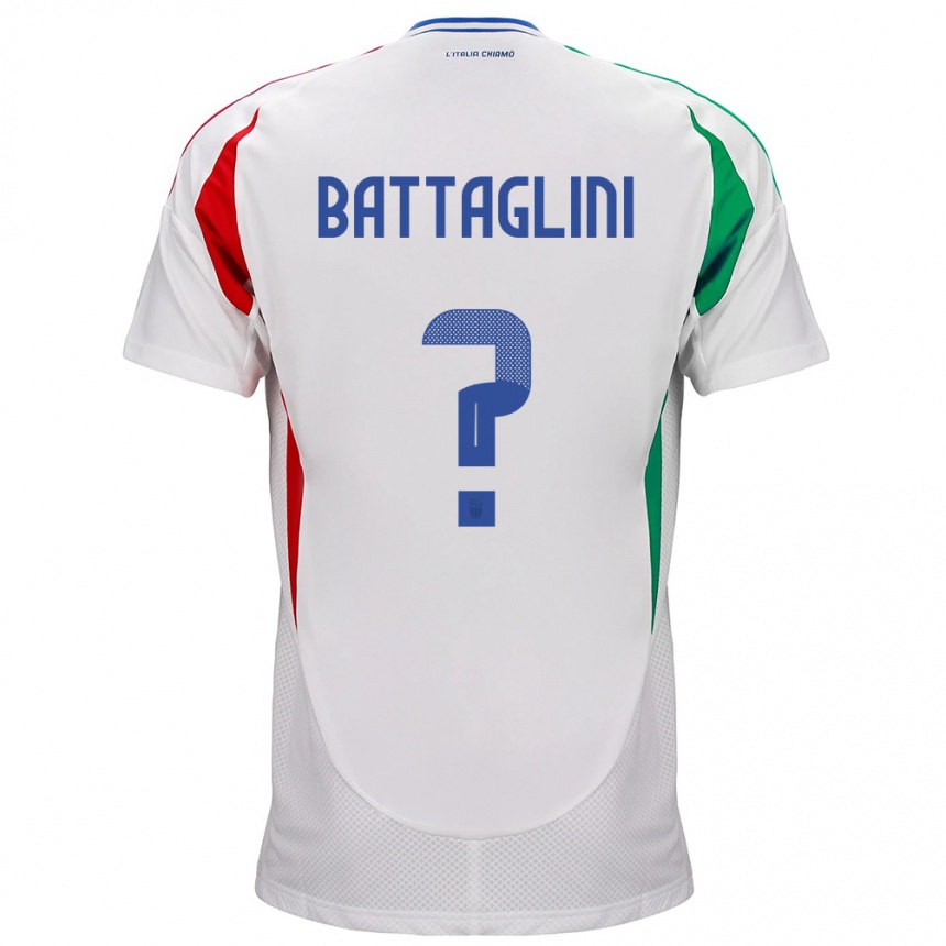 Niño Fútbol Camiseta Italia Pietro Battaglini #0 Blanco 2ª Equipación 24-26