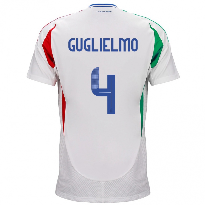 Niño Fútbol Camiseta Italia Lucia Di Guglielmo #4 Blanco 2ª Equipación 24-26