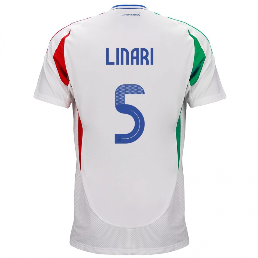 Niño Fútbol Camiseta Italia Elena Linari #5 Blanco 2ª Equipación 24-26