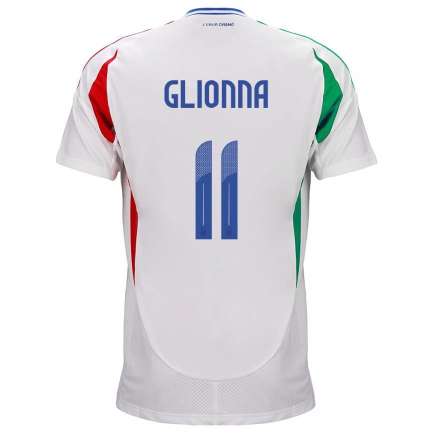 Niño Fútbol Camiseta Italia Benedetta Glionna #11 Blanco 2ª Equipación 24-26