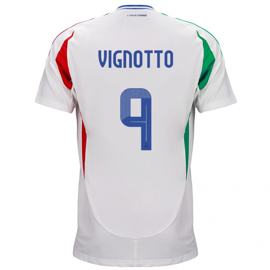 Niño Fútbol Camiseta Italia Elisabetta Vignotto #9 Blanco 2ª Equipación 24-26