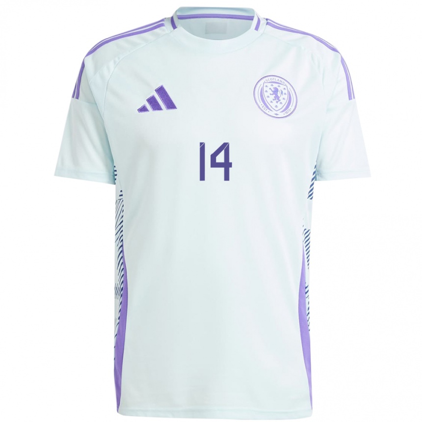 Niño Fútbol Camiseta Escocia Billy Gilmour #14 Azul Menta Claro 2ª Equipación 24-26