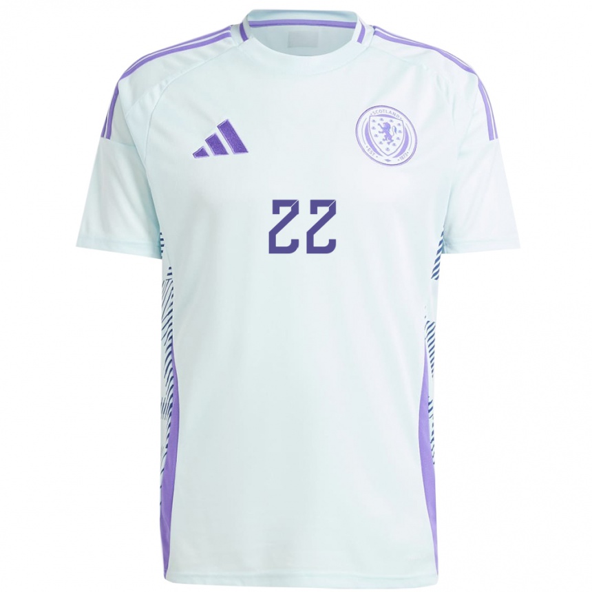 Niño Fútbol Camiseta Escocia Erin Cuthbert #22 Azul Menta Claro 2ª Equipación 24-26