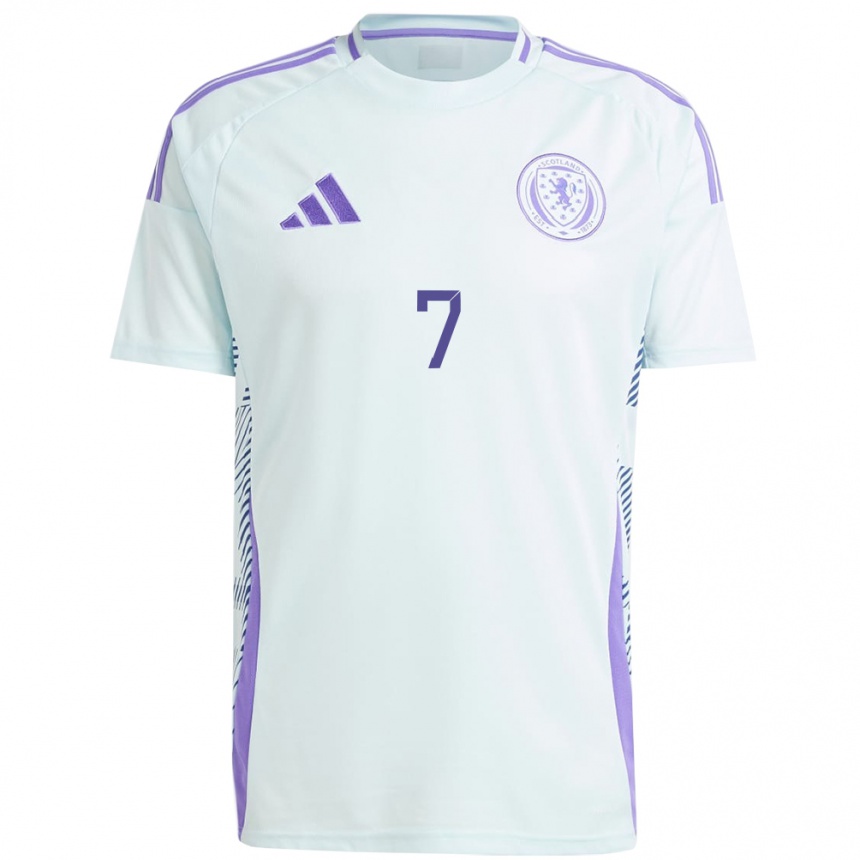 Niño Fútbol Camiseta Escocia John Mcginn #7 Azul Menta Claro 2ª Equipación 24-26