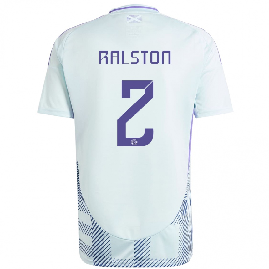 Niño Fútbol Camiseta Escocia Anthony Ralston #2 Azul Menta Claro 2ª Equipación 24-26