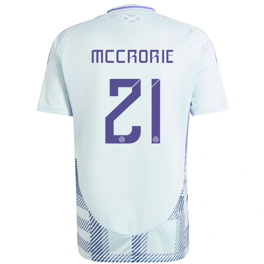 Niño Fútbol Camiseta Escocia Robby Mccrorie #21 Azul Menta Claro 2ª Equipación 24-26