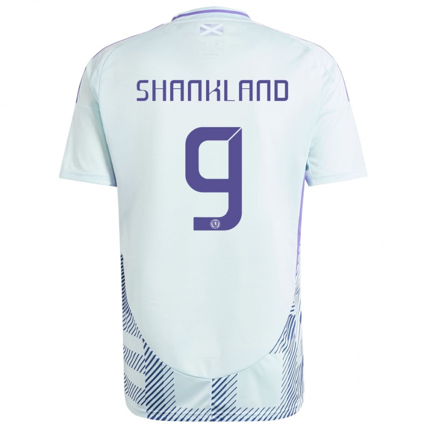 Niño Fútbol Camiseta Escocia Lawrence Shankland #9 Azul Menta Claro 2ª Equipación 24-26