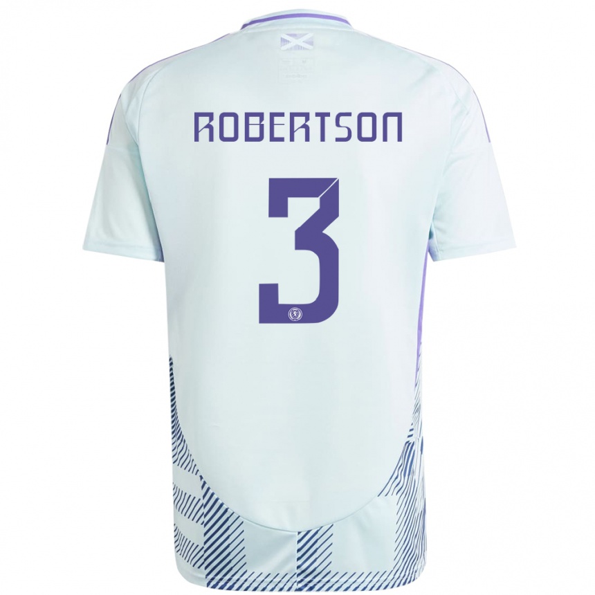 Niño Fútbol Camiseta Escocia Andrew Robertson #3 Azul Menta Claro 2ª Equipación 24-26