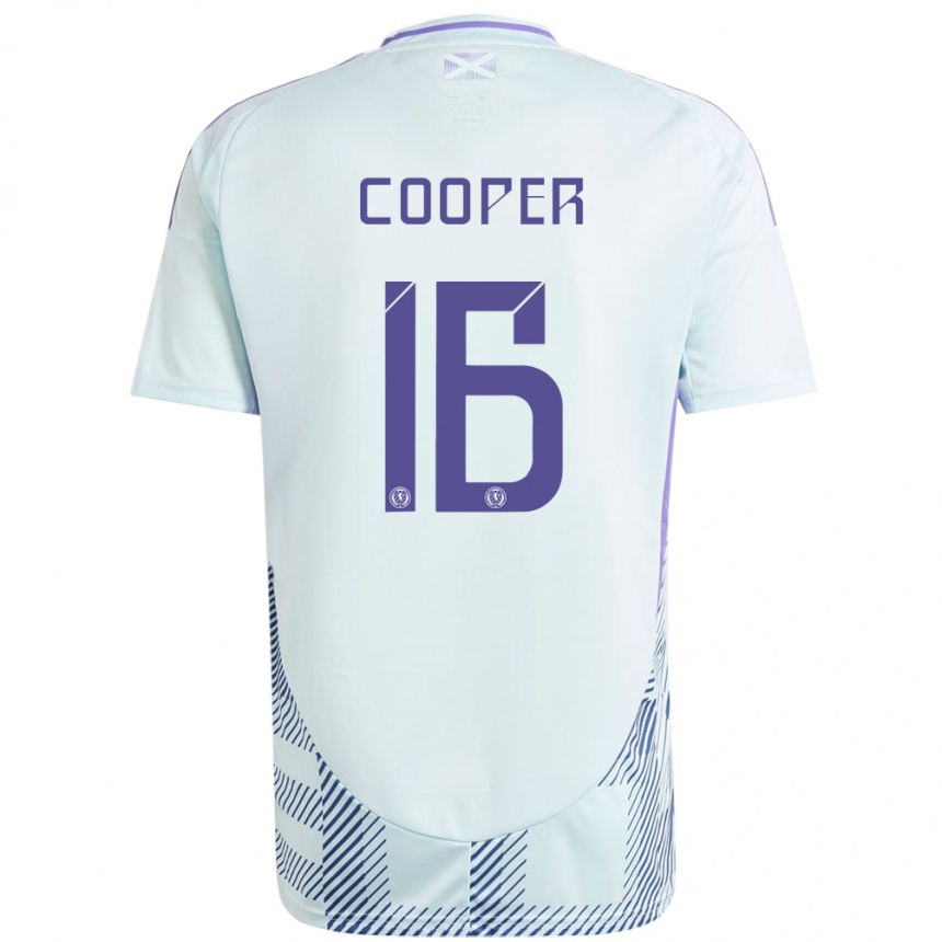 Niño Fútbol Camiseta Escocia Liam Cooper #16 Azul Menta Claro 2ª Equipación 24-26