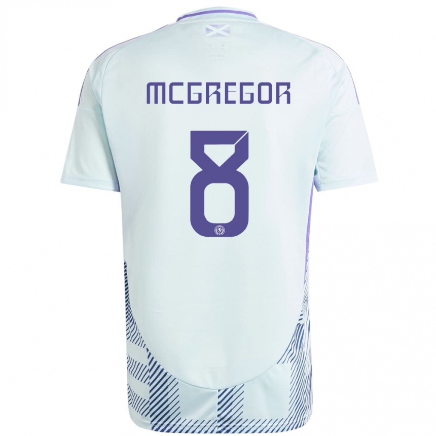 Niño Fútbol Camiseta Escocia Callum Mcgregor #8 Azul Menta Claro 2ª Equipación 24-26