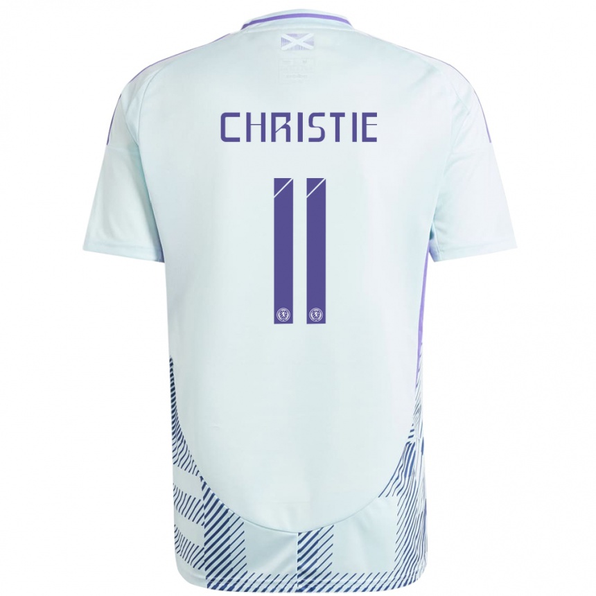 Niño Fútbol Camiseta Escocia Ryan Christie #11 Azul Menta Claro 2ª Equipación 24-26