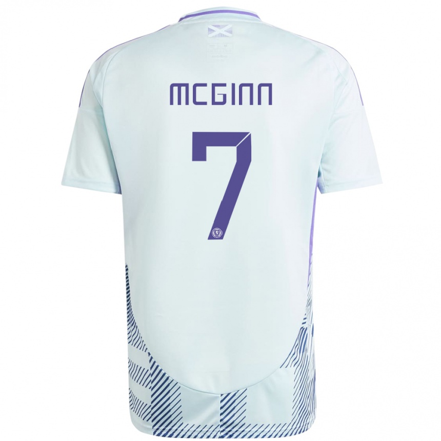 Niño Fútbol Camiseta Escocia John Mcginn #7 Azul Menta Claro 2ª Equipación 24-26