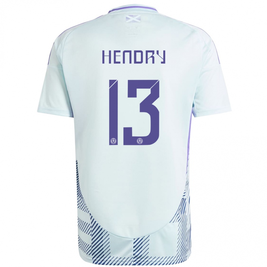 Niño Fútbol Camiseta Escocia Jack Hendry #13 Azul Menta Claro 2ª Equipación 24-26