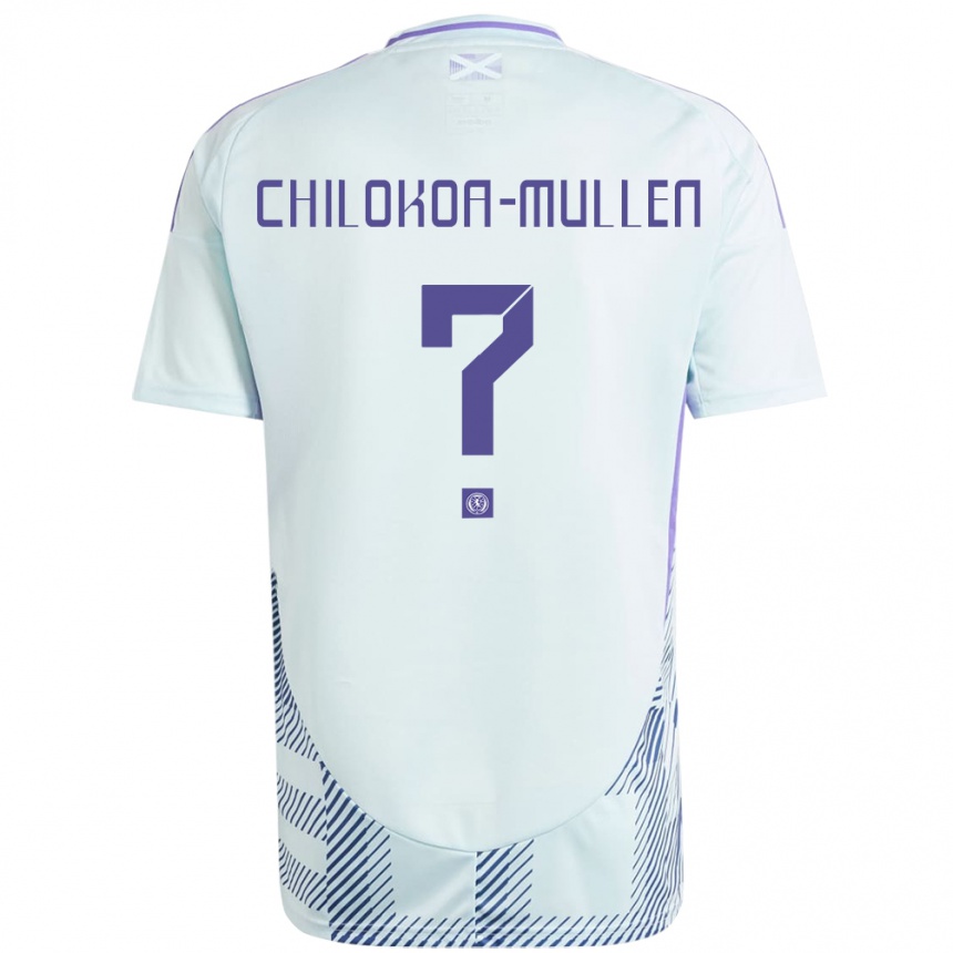 Niño Fútbol Camiseta Escocia Jeremiah Chilokoa-Mullen #0 Azul Menta Claro 2ª Equipación 24-26