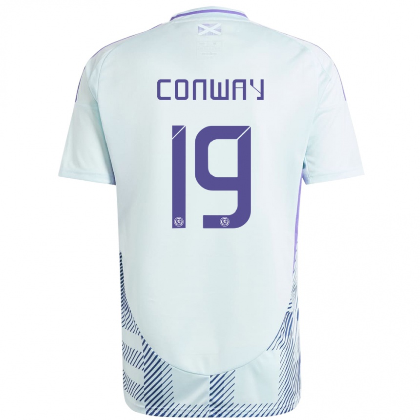 Niño Fútbol Camiseta Escocia Tommy Conway #19 Azul Menta Claro 2ª Equipación 24-26