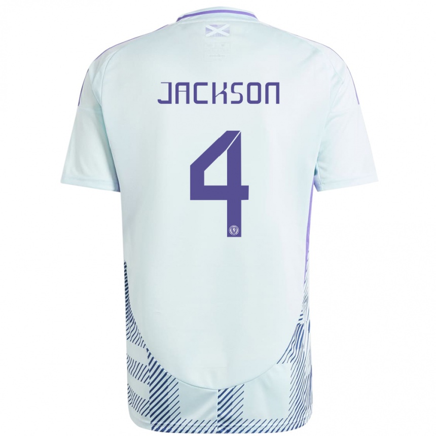 Niño Fútbol Camiseta Escocia Louis Jackson #4 Azul Menta Claro 2ª Equipación 24-26