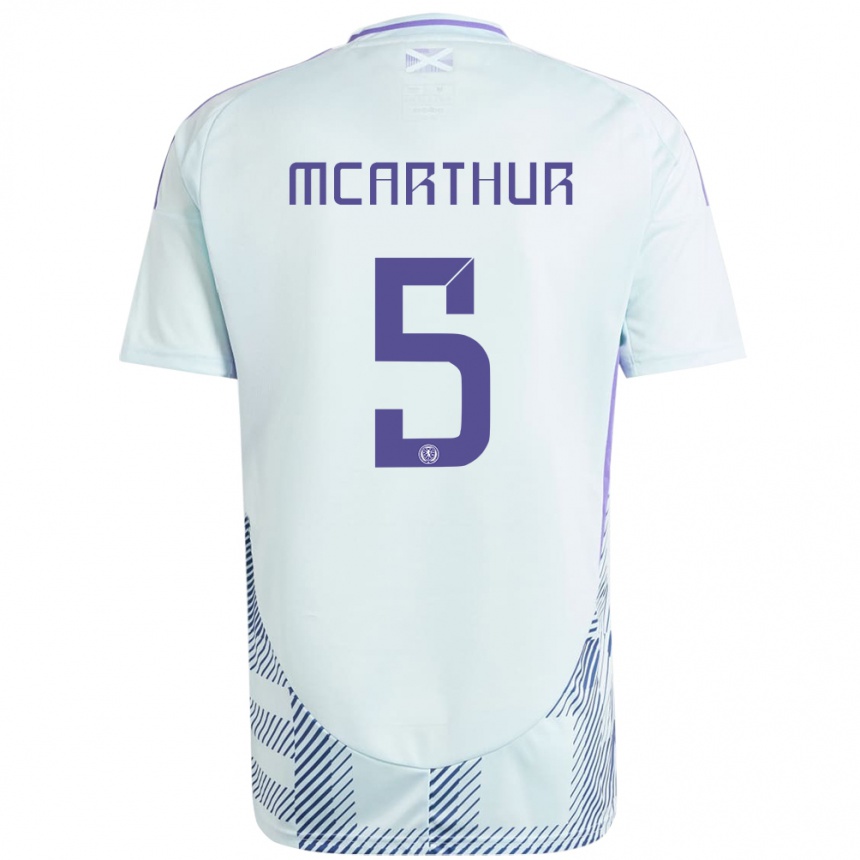 Niño Fútbol Camiseta Escocia Charlie Mcarthur #5 Azul Menta Claro 2ª Equipación 24-26