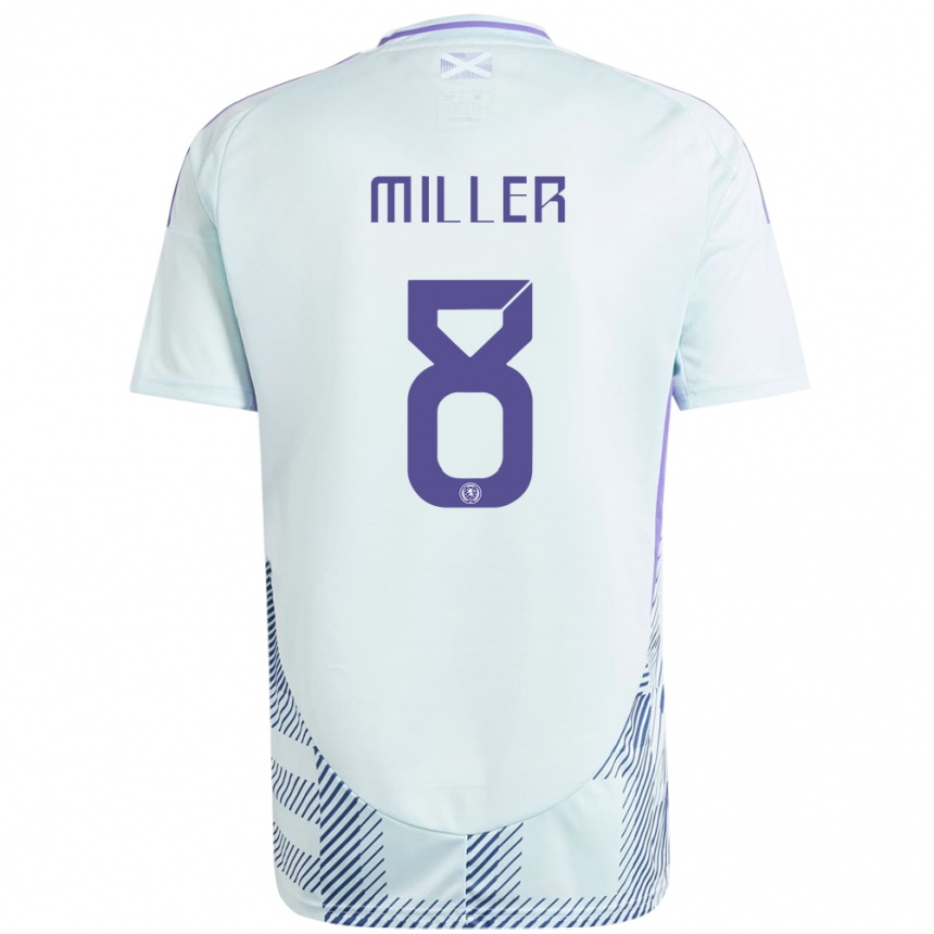 Niño Fútbol Camiseta Escocia Lennon Miller #8 Azul Menta Claro 2ª Equipación 24-26