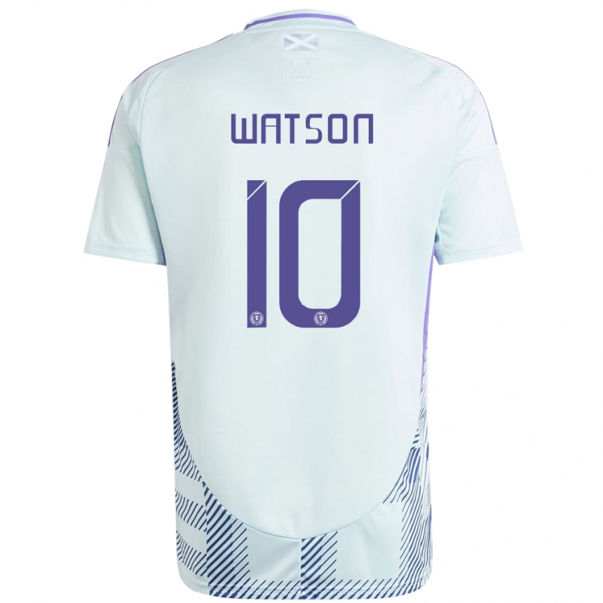 Niño Fútbol Camiseta Escocia David Watson #10 Azul Menta Claro 2ª Equipación 24-26