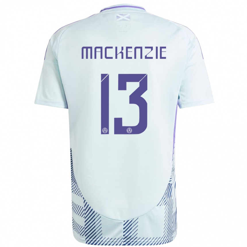 Niño Fútbol Camiseta Escocia Zander Mackenzie #13 Azul Menta Claro 2ª Equipación 24-26