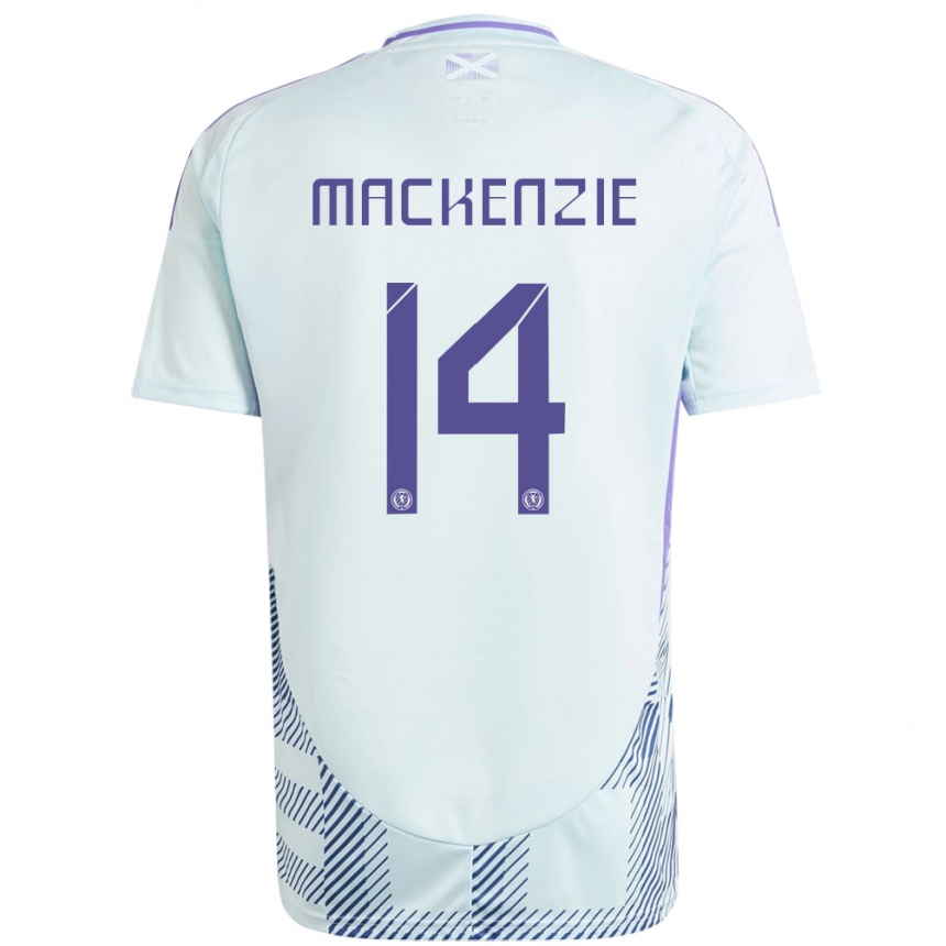 Niño Fútbol Camiseta Escocia Magnus Mackenzie #14 Azul Menta Claro 2ª Equipación 24-26