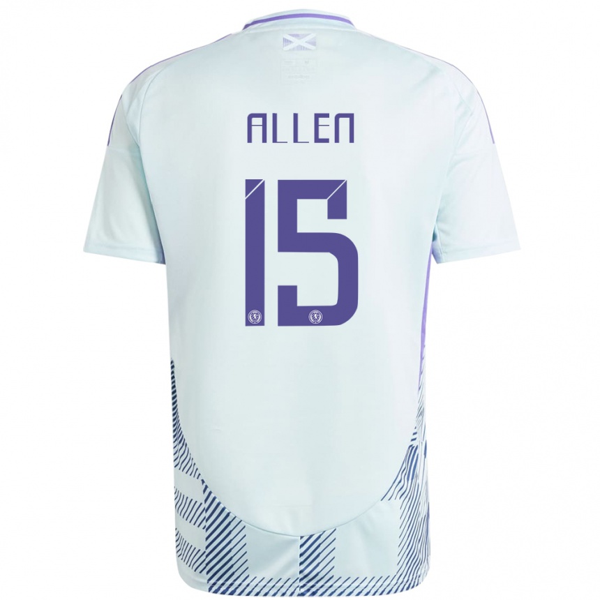 Niño Fútbol Camiseta Escocia Greig Allen #15 Azul Menta Claro 2ª Equipación 24-26