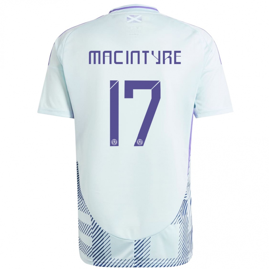 Niño Fútbol Camiseta Escocia Jacob Macintyre #17 Azul Menta Claro 2ª Equipación 24-26