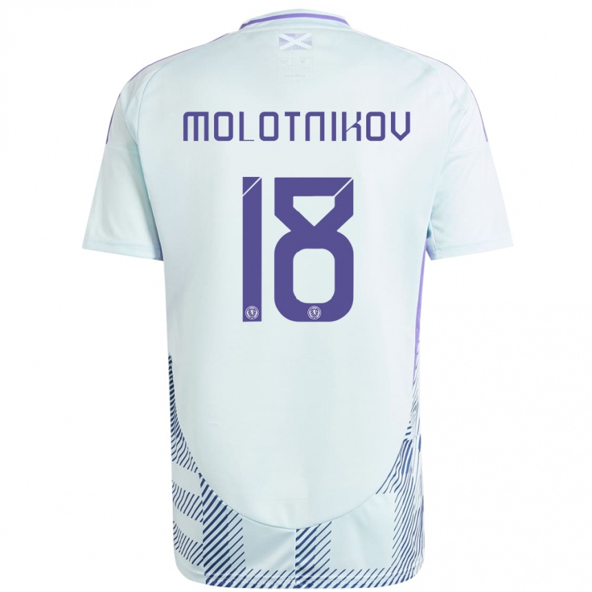 Niño Fútbol Camiseta Escocia Rudi Molotnikov #18 Azul Menta Claro 2ª Equipación 24-26