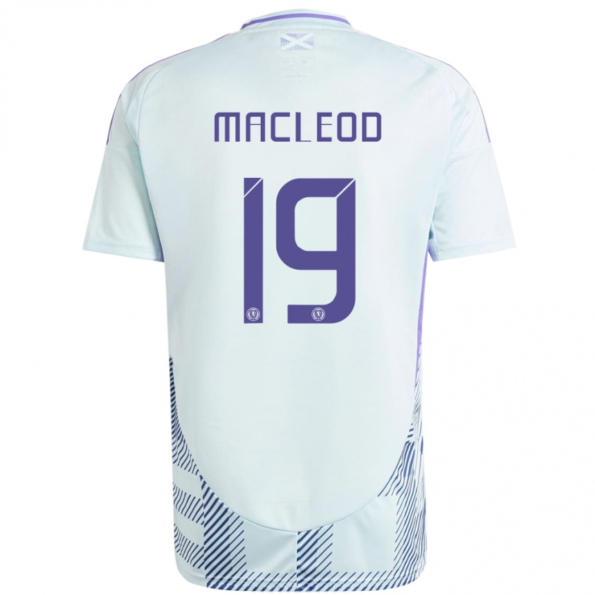 Niño Fútbol Camiseta Escocia Rory Macleod #19 Azul Menta Claro 2ª Equipación 24-26