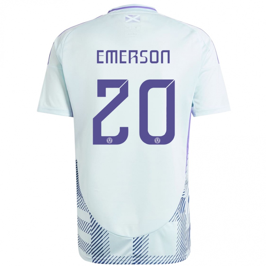 Niño Fútbol Camiseta Escocia Johnny Emerson #20 Azul Menta Claro 2ª Equipación 24-26